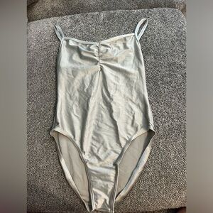 Adult small silver dance leotard.